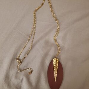 Maurices Gold Chain Necklace with Brown Pendant